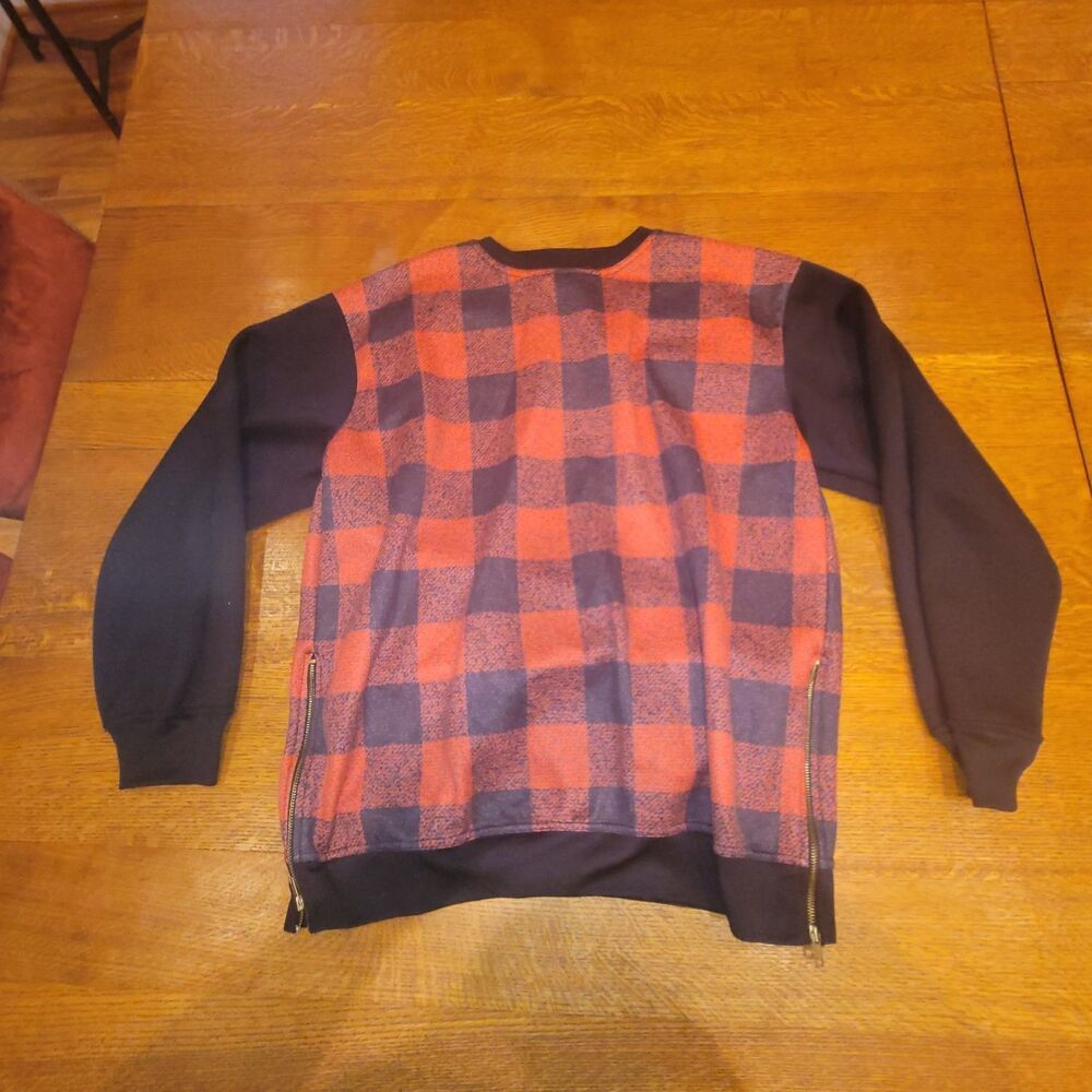 Underrated London Tartan Fleece Sweatshirt Crew Neck Long Sleeve Zipper